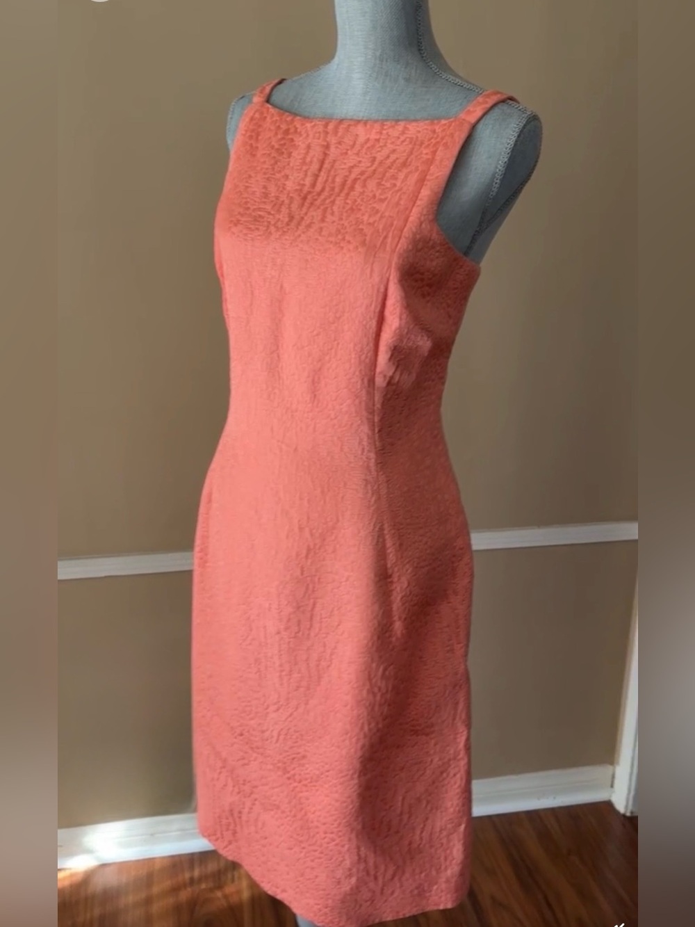 OSCAR DE LA RENTA VINTAGE CORAL SLEEVELESS COCKTAIL DRESS SIZE 12🌟LIKE NEW🌟